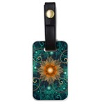 Beautiful Tangerine Orange and Teal Lotus Fractals Luggage Tags (One Side)  Front