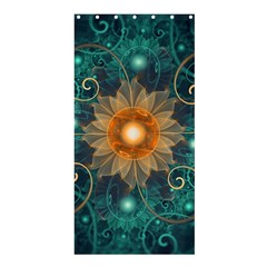 Beautiful Tangerine Orange And Teal Lotus Fractals Shower Curtain 36  X 72  (stall)  by jayaprime