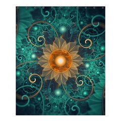 Beautiful Tangerine Orange And Teal Lotus Fractals Shower Curtain 60  X 72  (medium)  by jayaprime