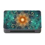 Beautiful Tangerine Orange and Teal Lotus Fractals Memory Card Reader with CF Front