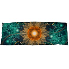 Beautiful Tangerine Orange And Teal Lotus Fractals Body Pillow Case Dakimakura (two Sides) by jayaprime