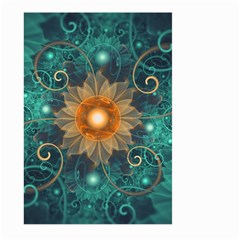 Beautiful Tangerine Orange And Teal Lotus Fractals Large Garden Flag (two Sides) by jayaprime