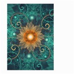 Beautiful Tangerine Orange and Teal Lotus Fractals Large Garden Flag (Two Sides) Front