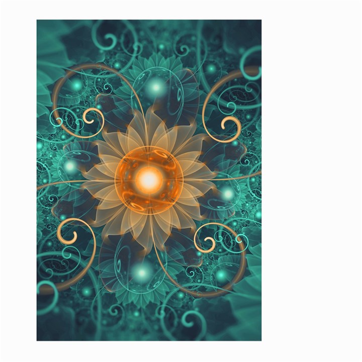 Beautiful Tangerine Orange and Teal Lotus Fractals Large Garden Flag (Two Sides)