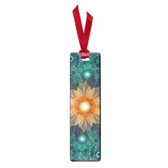 Beautiful Tangerine Orange And Teal Lotus Fractals Small Book Marks by jayaprime