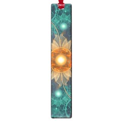 Beautiful Tangerine Orange And Teal Lotus Fractals Large Book Marks by jayaprime