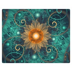 Beautiful Tangerine Orange And Teal Lotus Fractals Double Sided Flano Blanket (medium)  by jayaprime