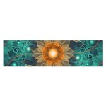 Beautiful Tangerine Orange and Teal Lotus Fractals Satin Scarf (Oblong) Front