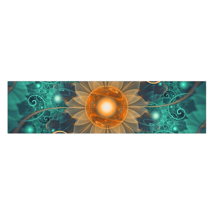 Beautiful Tangerine Orange and Teal Lotus Fractals Satin Scarf (Oblong)