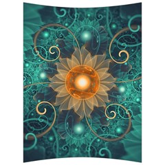 Beautiful Tangerine Orange And Teal Lotus Fractals Back Support Cushion by jayaprime