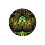 Beautiful Gold And Green Fractal Peacock Feathers Magnet 3  (Round) Front