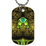 Beautiful Gold And Green Fractal Peacock Feathers Dog Tag (Two Sides) Back