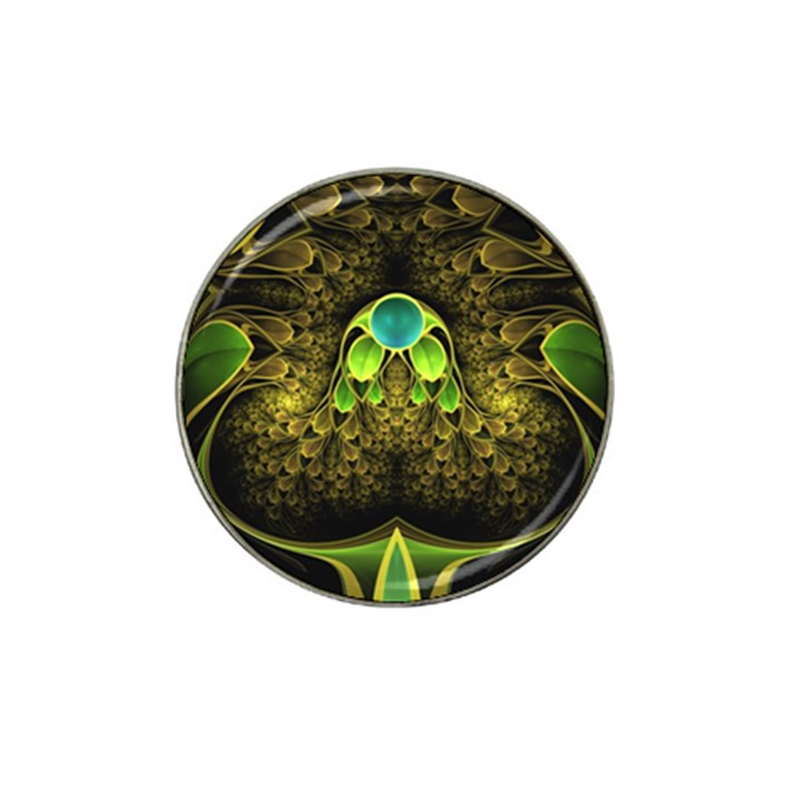 Beautiful Gold And Green Fractal Peacock Feathers Hat Clip Ball Marker (10 pack)