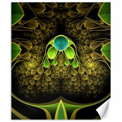 Beautiful Gold And Green Fractal Peacock Feathers Canvas 20  X 24   by jayaprime