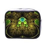 Beautiful Gold And Green Fractal Peacock Feathers Mini Toiletries Bags Front