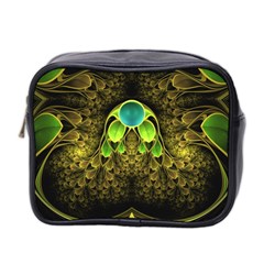 Beautiful Gold And Green Fractal Peacock Feathers Mini Toiletries Bag 2-side by jayaprime