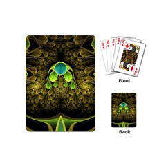 Beautiful Gold And Green Fractal Peacock Feathers Playing Cards (mini)  by jayaprime