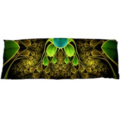 Beautiful Gold And Green Fractal Peacock Feathers Body Pillow Case (dakimakura) by jayaprime