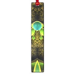 Beautiful Gold And Green Fractal Peacock Feathers Large Book Marks by jayaprime