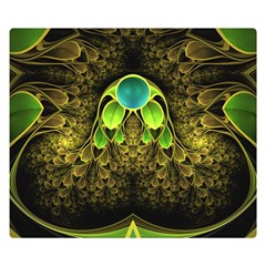 Beautiful Gold And Green Fractal Peacock Feathers Double Sided Flano Blanket (small)  by jayaprime