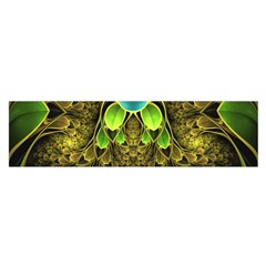 Beautiful Gold And Green Fractal Peacock Feathers Satin Scarf (oblong) by jayaprime