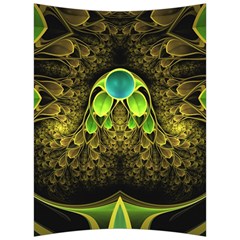 Beautiful Gold And Green Fractal Peacock Feathers Back Support Cushion by jayaprime