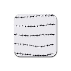 Barbed Wire Black Rubber Coaster (square) 