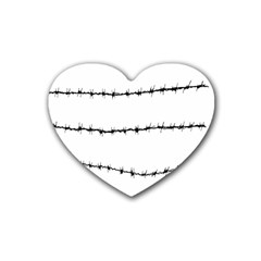 Barbed Wire Black Rubber Coaster (heart) 