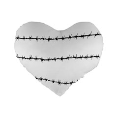 Barbed Wire Black Standard 16  Premium Heart Shape Cushions