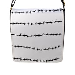 Barbed Wire Black Flap Messenger Bag (l)  by Mariart