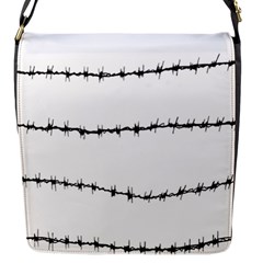 Barbed Wire Black Flap Messenger Bag (s) by Mariart