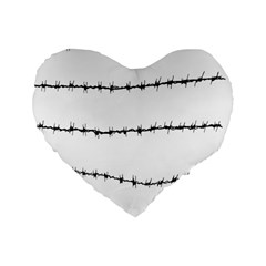 Barbed Wire Black Standard 16  Premium Flano Heart Shape Cushions