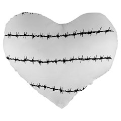 Barbed Wire Black Large 19  Premium Flano Heart Shape Cushions