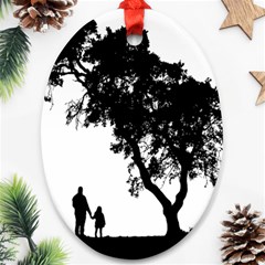 Black Father Daughter Natural Hill Ornament (oval) by Mariart