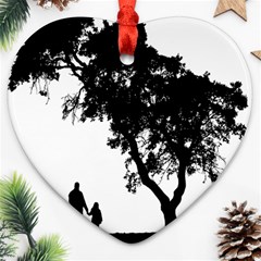 Black Father Daughter Natural Hill Ornament (heart)