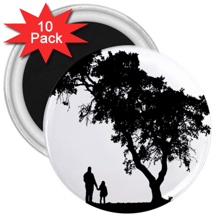 Black Father Daughter Natural Hill 3  Magnets (10 pack) 