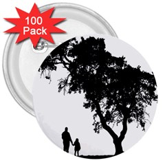 Black Father Daughter Natural Hill 3  Buttons (100 Pack)  by Mariart