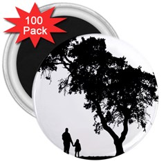 Black Father Daughter Natural Hill 3  Magnets (100 Pack)