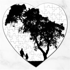 Black Father Daughter Natural Hill Jigsaw Puzzle (heart) by Mariart