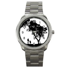 Black Father Daughter Natural Hill Sport Metal Watch by Mariart