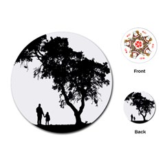 Black Father Daughter Natural Hill Playing Cards (round)  by Mariart