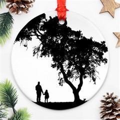 Black Father Daughter Natural Hill Round Ornament (two Sides) by Mariart