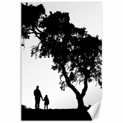 Black Father Daughter Natural Hill Canvas 12  X 18   by Mariart