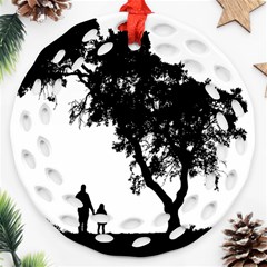 Black Father Daughter Natural Hill Ornament (round Filigree) by Mariart