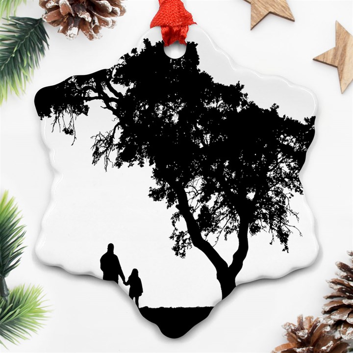 Black Father Daughter Natural Hill Snowflake Ornament (Two Sides)