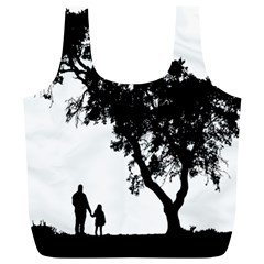 Black Father Daughter Natural Hill Full Print Recycle Bags (l)  by Mariart