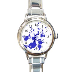 Blue Plaint Splatter Round Italian Charm Watch