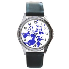 Blue Plaint Splatter Round Metal Watch