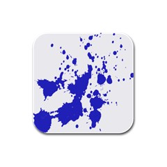 Blue Plaint Splatter Rubber Square Coaster (4 Pack)  by Mariart