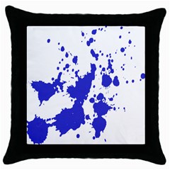 Blue Plaint Splatter Throw Pillow Case (black)